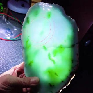 糯冰种飘花翡翠原石切片料